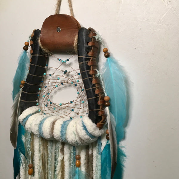Western Stirrup Boho Dreamcatcher | Turquoise and Mint